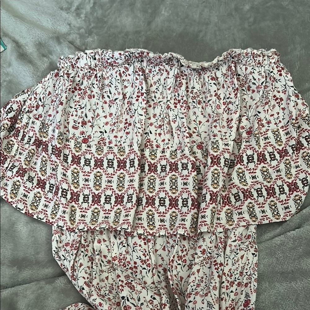 Strapless floral wide leg romper small